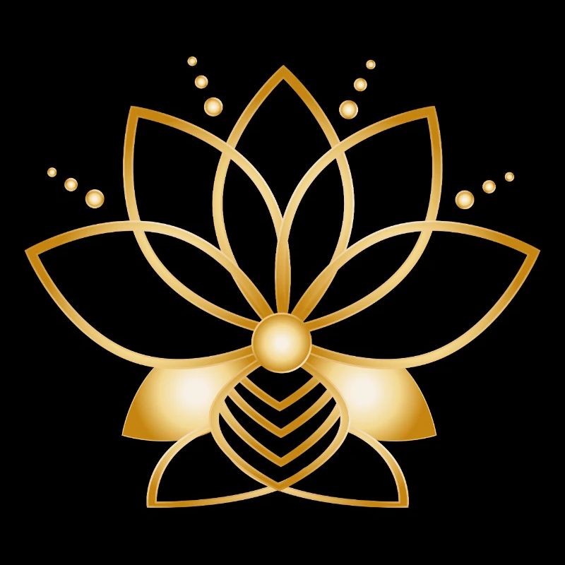 Golden stylized flower symbol minimalist
