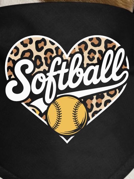 Leopard pattern softball heart design