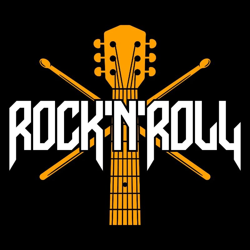 Rock 'N' Roll Guitar and Drumsticks Emblem