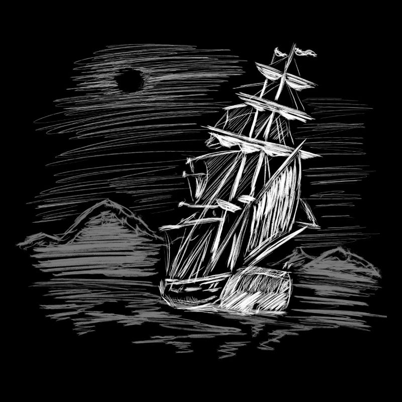 Sailing ship on course