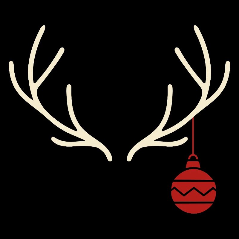 Geweih mit roter Weihnachtskugel – Yule Stil