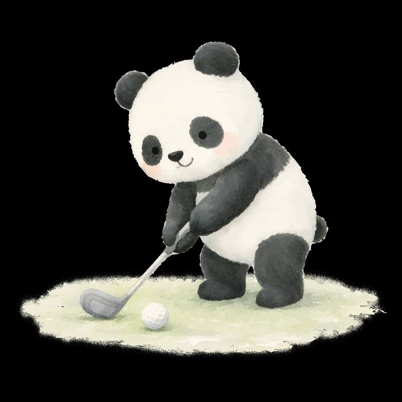Illustration de panda jouant au golf