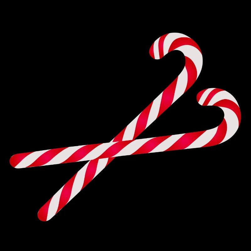 two bright red & white striped candy canes