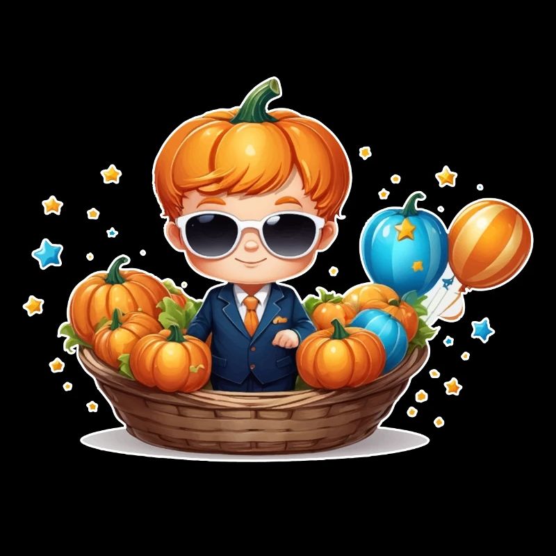 Pumpkin Boy with Sunglasses Halloween