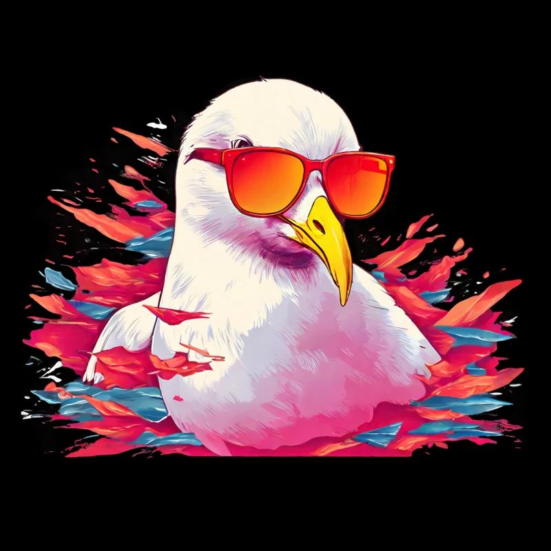 Mouette rose avec lunettes de soleil