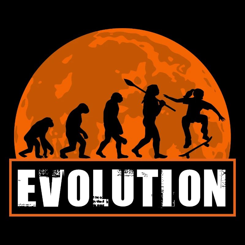 Skateboard Evolution Retro Sunset Skater