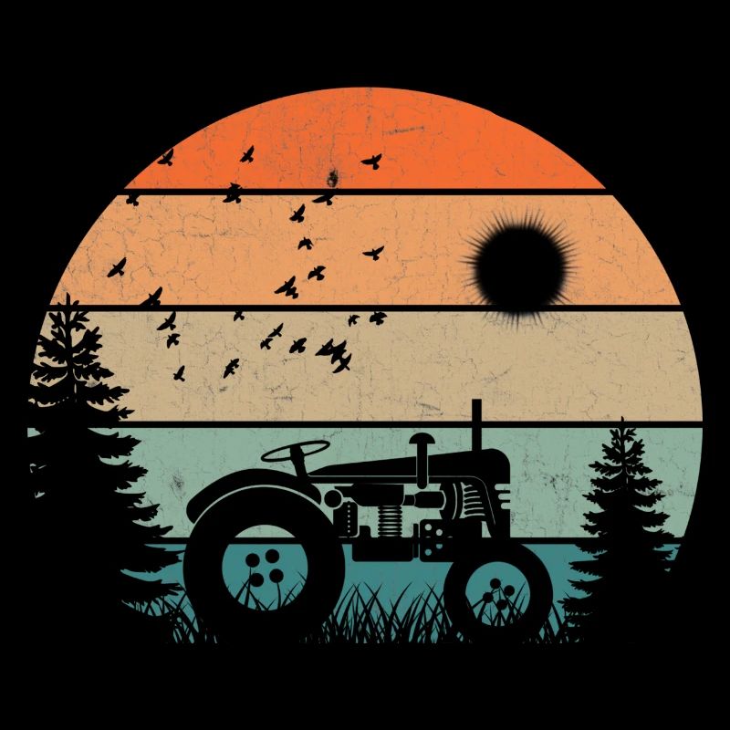 Vintage Tractor at Pastel Sunset