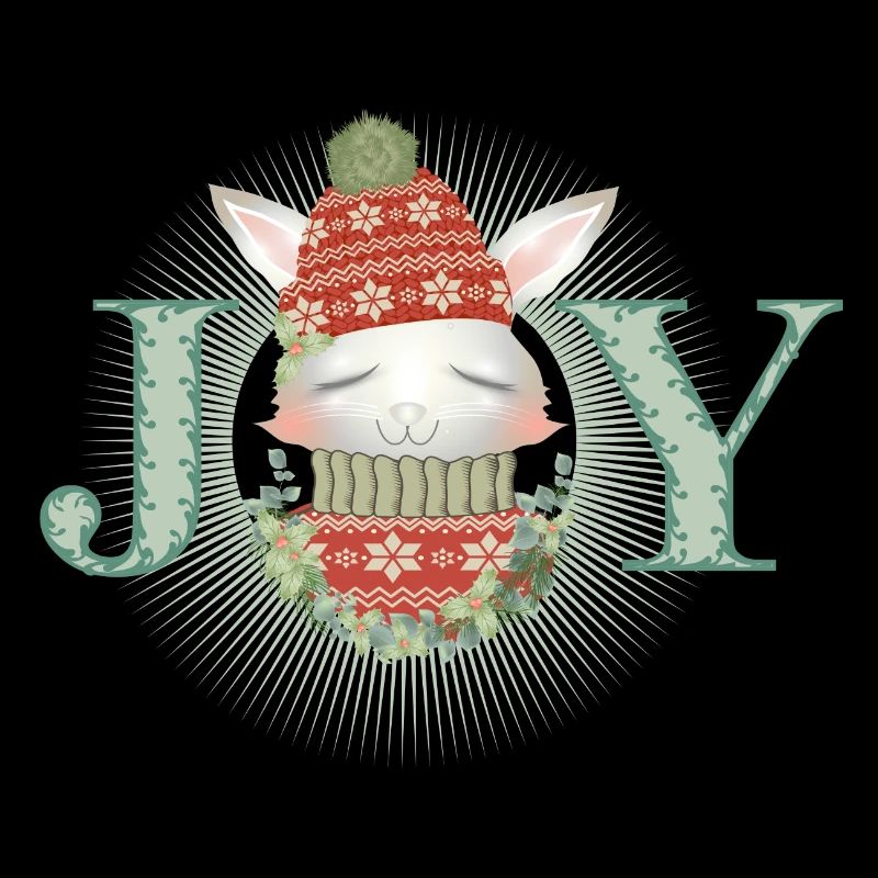 white rabbit with sweater, bobble hat & joy