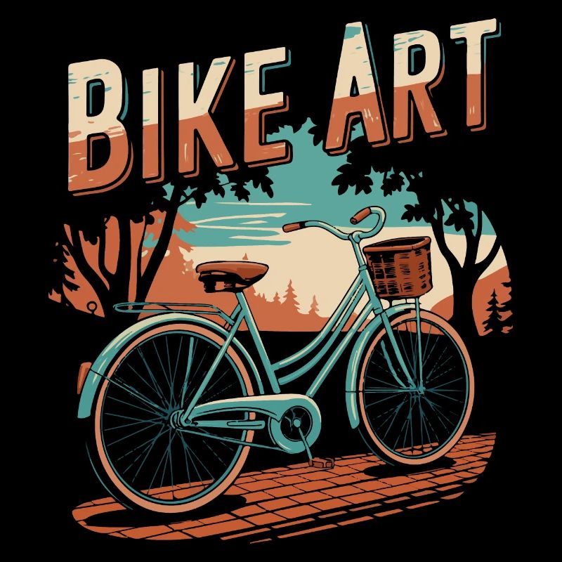 Scène de coucher de soleil d’art de vélo vintage