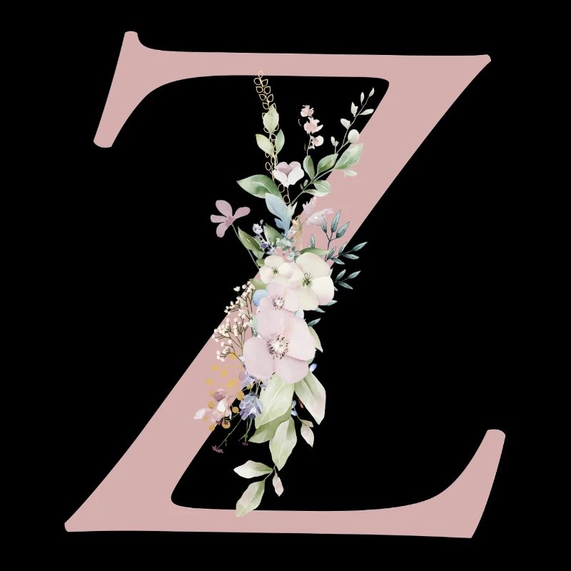 Z Monogram, Floral, Personalizable