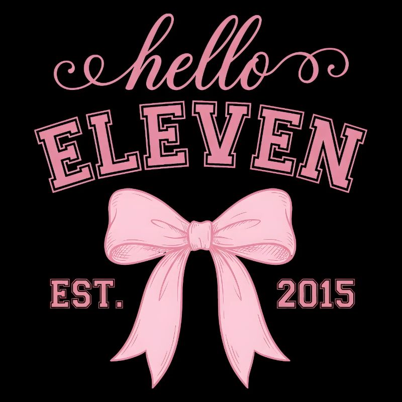 Hello Eleven Est 2015 Pink Bow Design