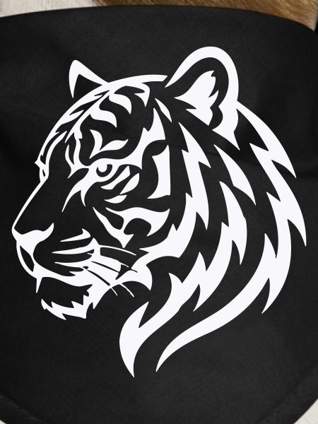 Tiger Line Head Silhouette Powerful