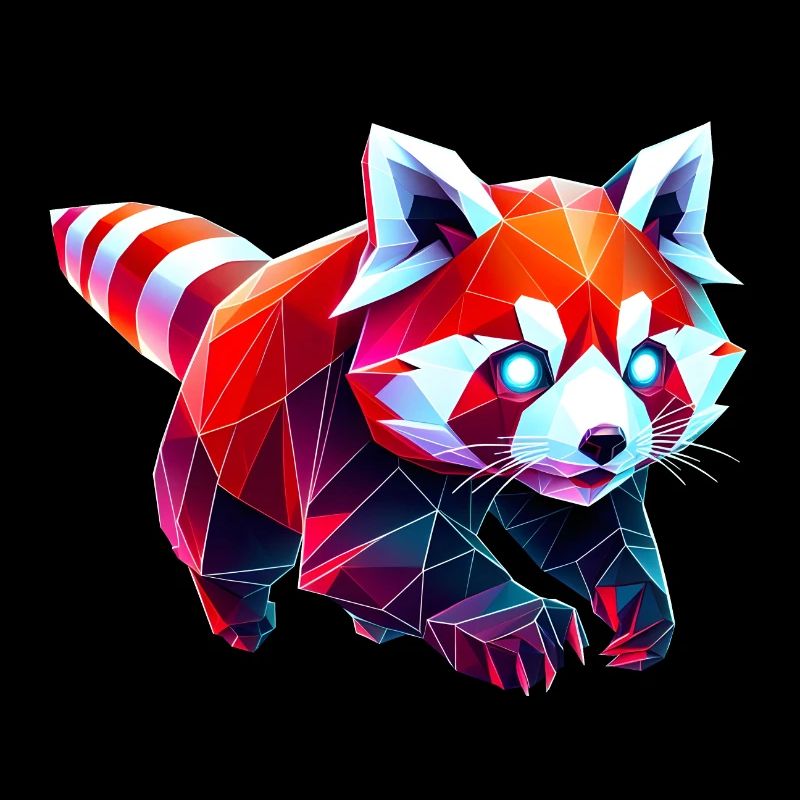 Roter Panda Origami Geometrisch 3D