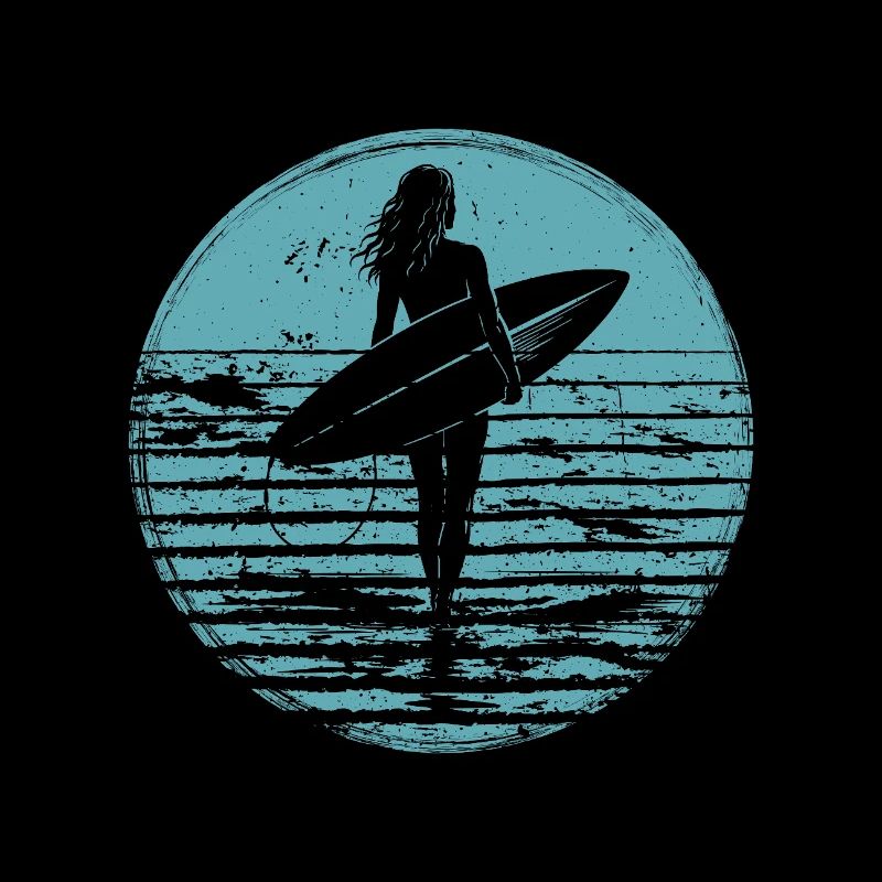 Surfer Retro Vintage Sunset Beach