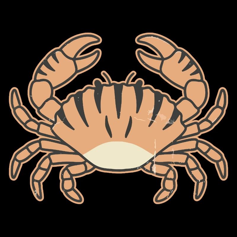 Stylized crab with tiger stripes