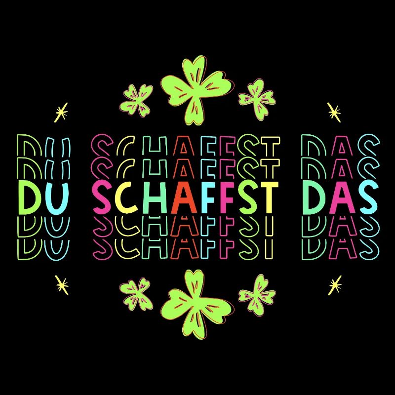 Du schaffst das! Glücksbringer Glücksklee neon