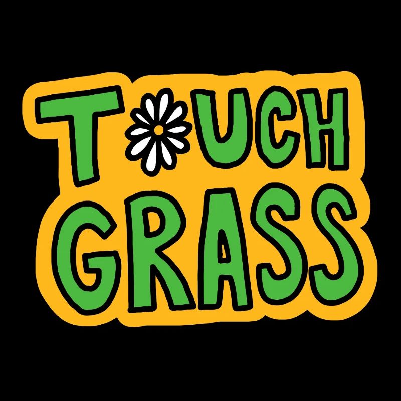Retro "Touch Grass" Daisy Flower