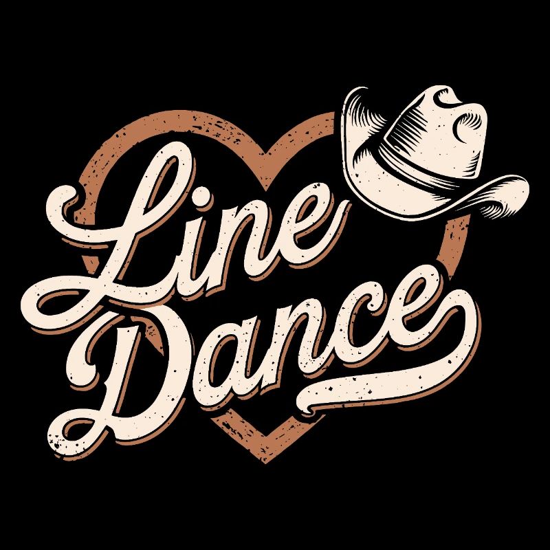 Linedance Herz mit Cowboyhut Design