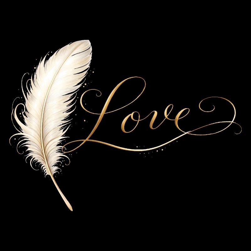 Love Lettering with Feather Elegant Design