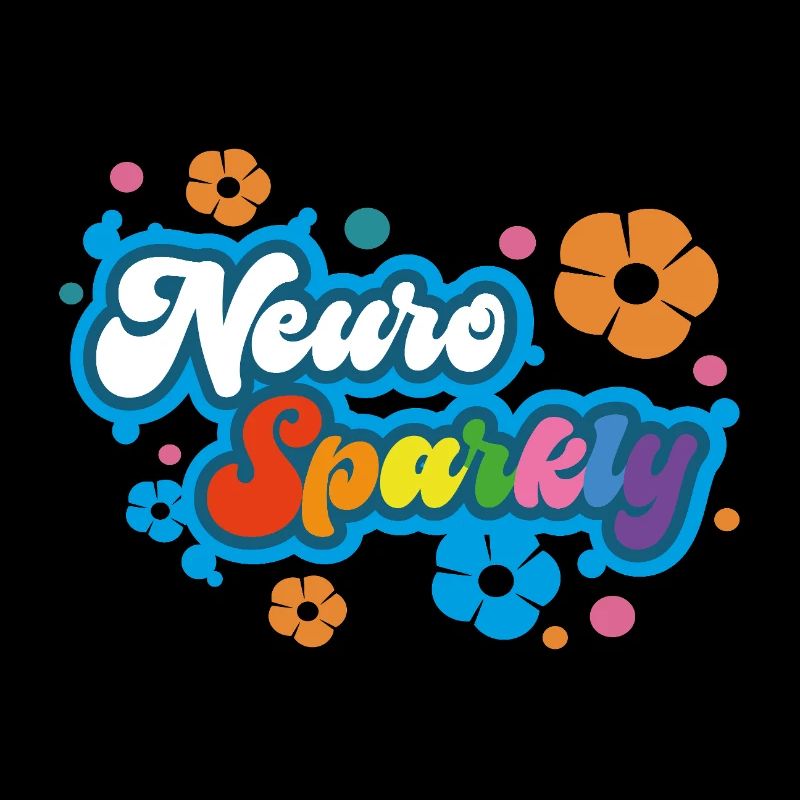 Neuro Sparkly Blume Regenbogen Typografie