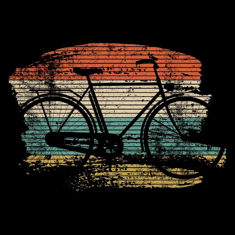 Silhouette de vélo rétro sur rayures coucher de soleil