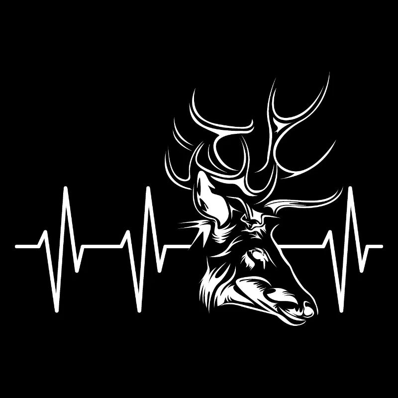 Deer Elk Antler Symbol Heartbeat Pulse ECG