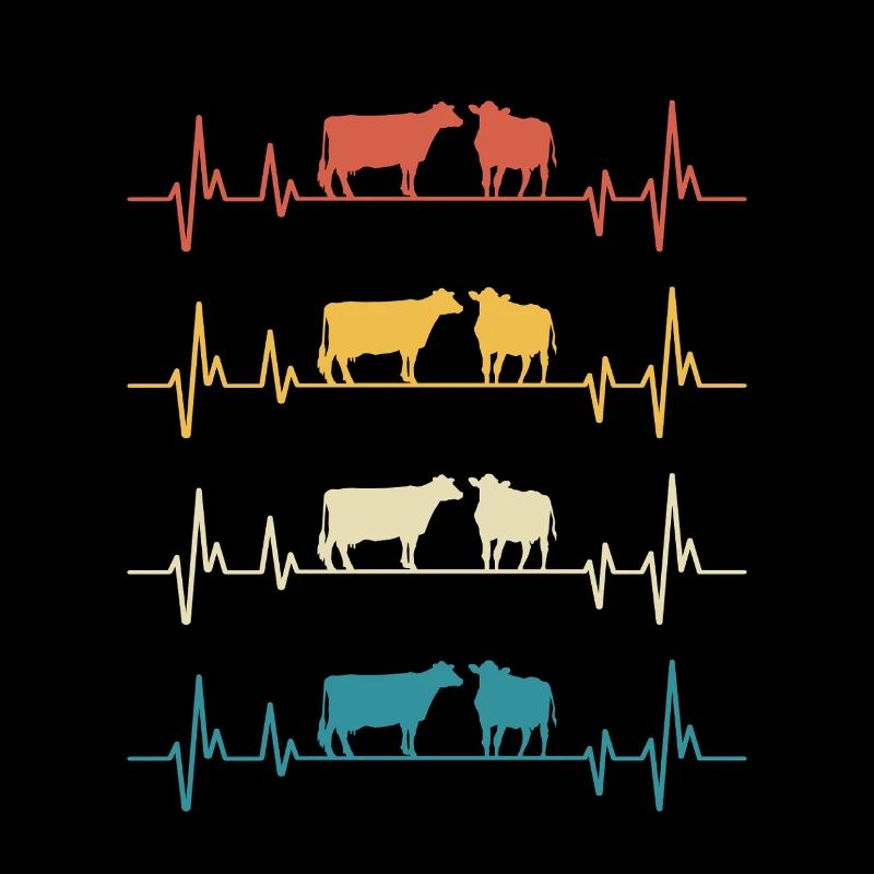 Retro Cows Herzschlag-Kuh-Geschenk
