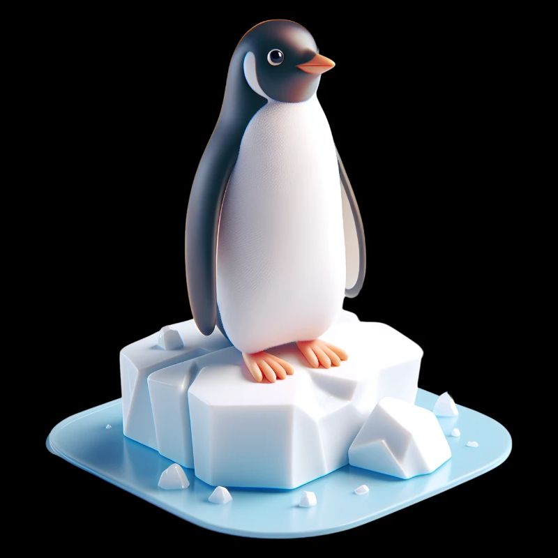 Bloc Pingouin sur glace 3D