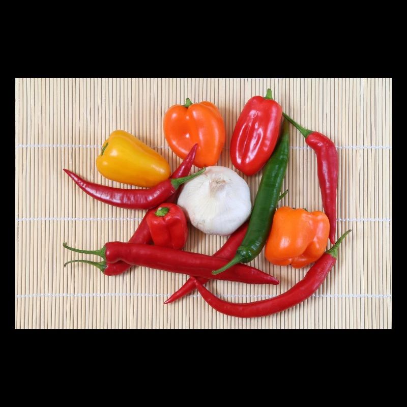 Piments colorés et ail