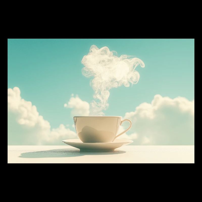 Coffee cup in the cloudy sky