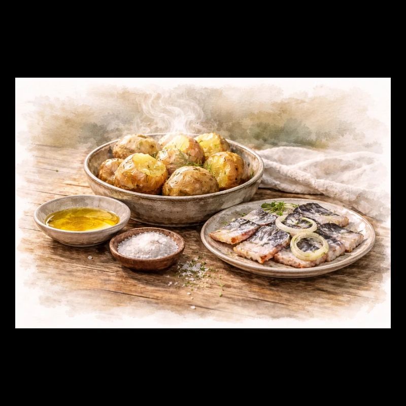 Jacket potatoes with herring Ukrainian