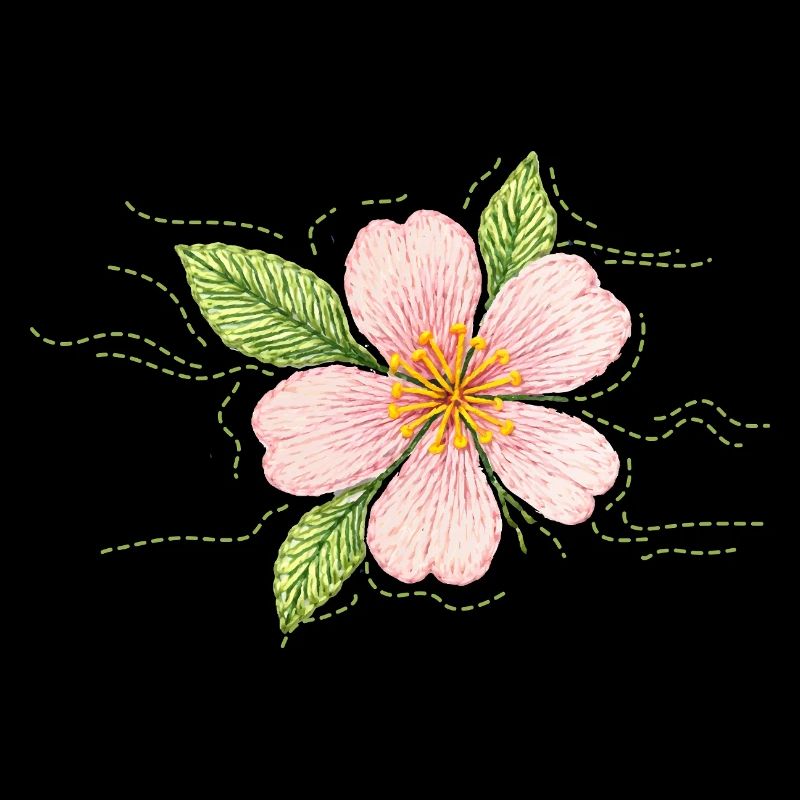 Fleur de cerisier dans un style broderie