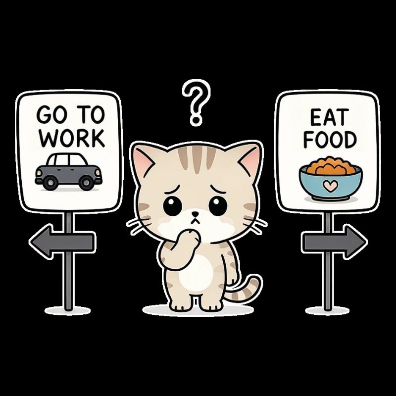 Katzendilemma: Arbeit oder Mahlzeit