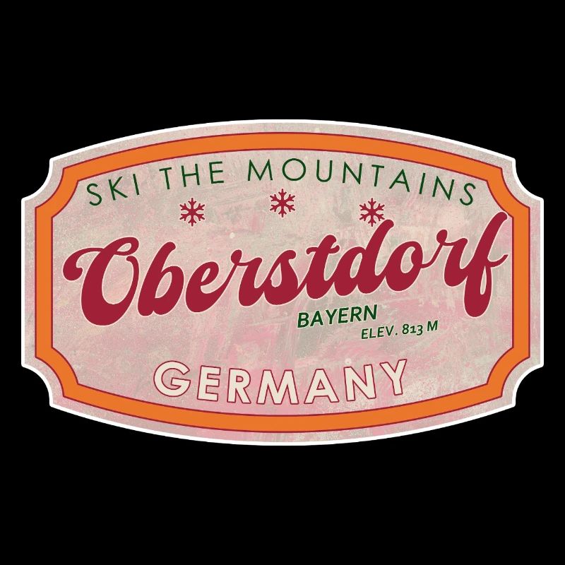 Oberstdorf Bavaria Retro Ski Label