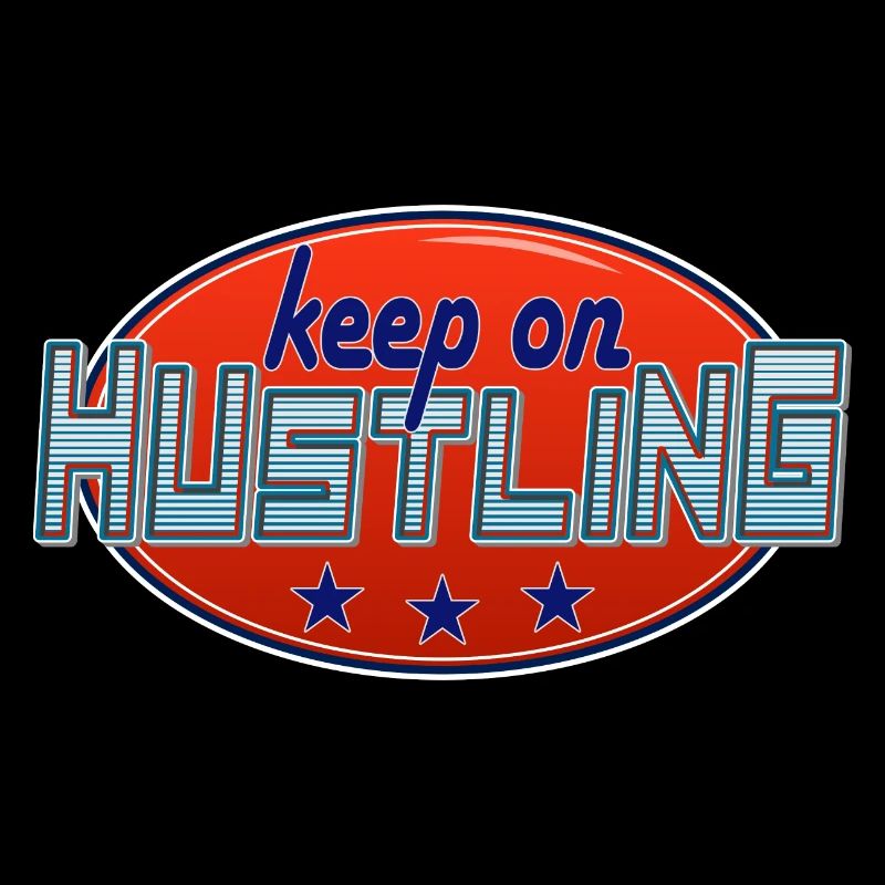 Keep on Hustling Broken Vintage Badge Design
