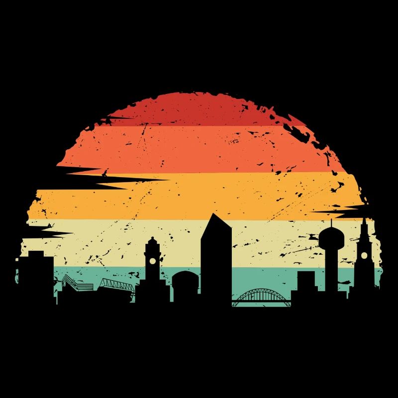 Silhouette arc-en-ciel de la ville du coucher du soleil
