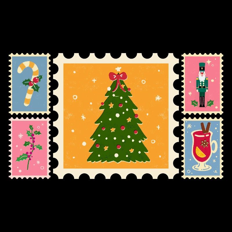 Christmas tree in stamp style