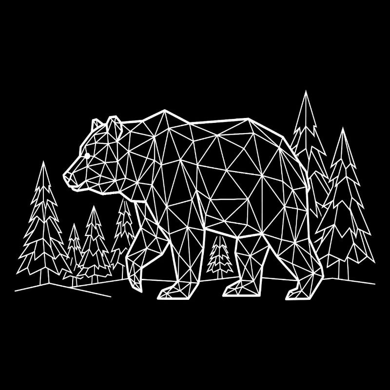 White Bear Silhouette Pine Forest Grizzly