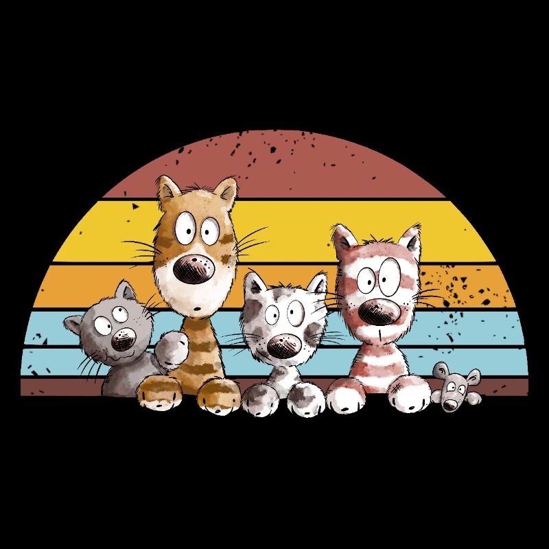 Droll Cats Dessin animé Vintage Chat Lover