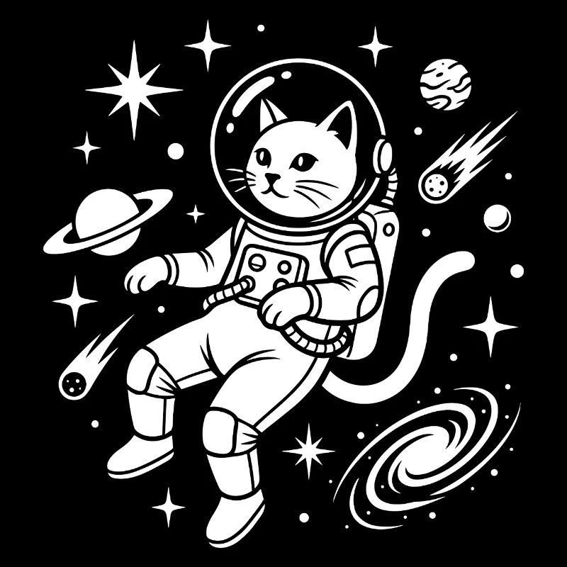 Chat de l’espace en costume d’astronaute