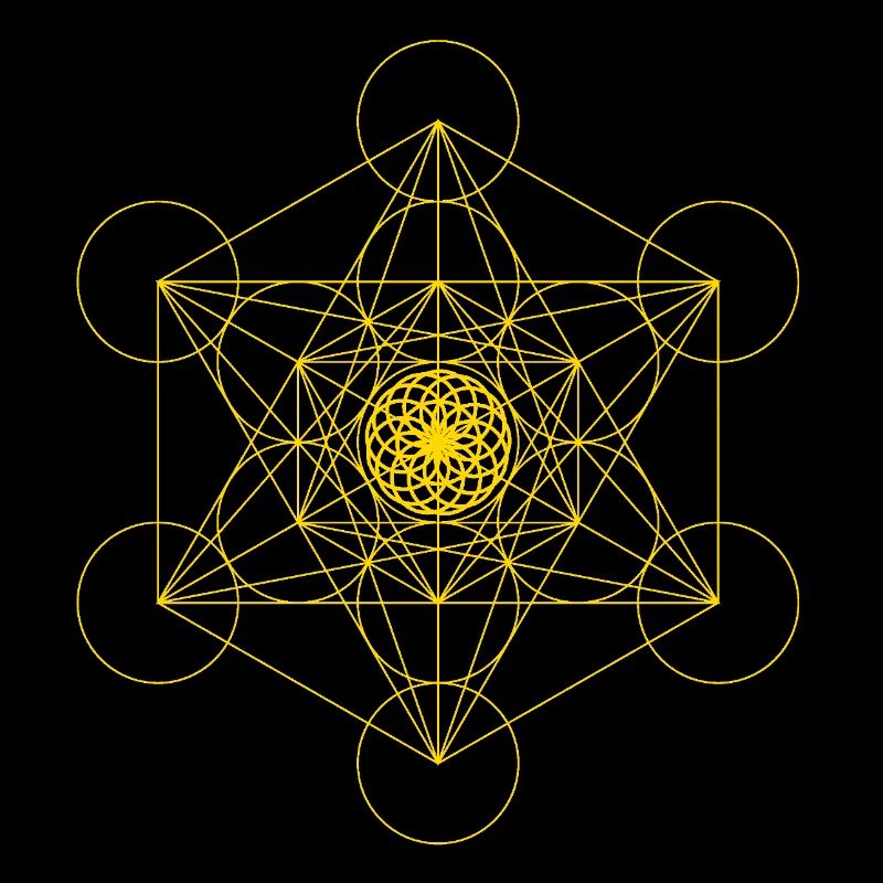 Cube et Lotus de Vie de Métatron - Or - Fort !