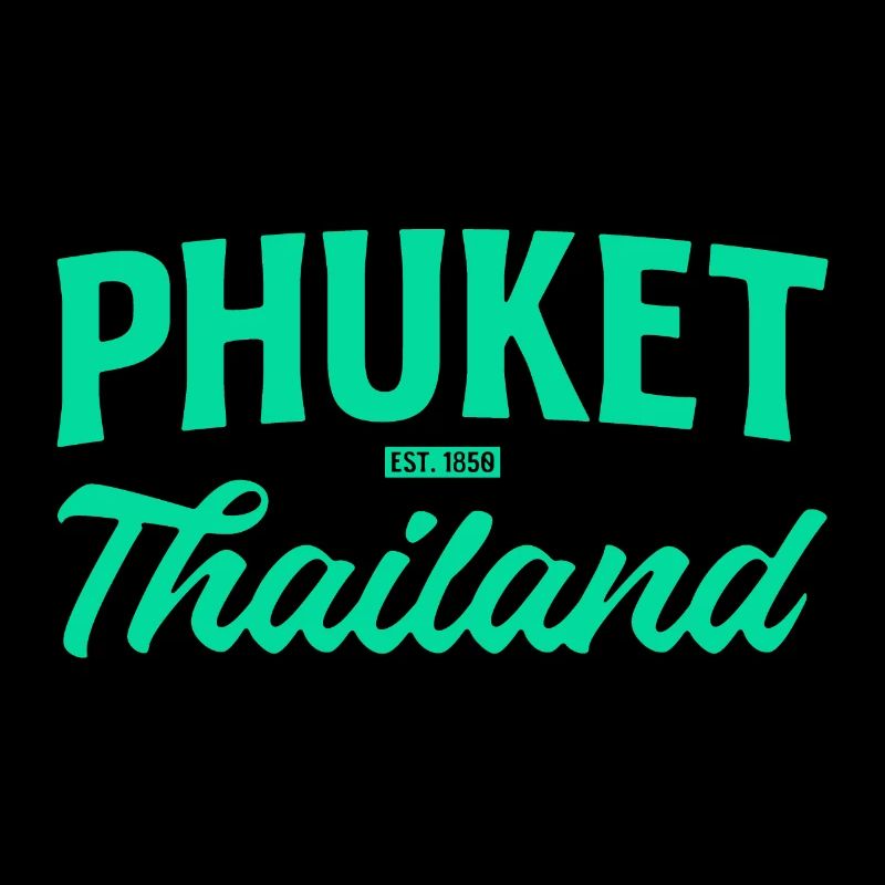 Phuket Thailand Teal Script