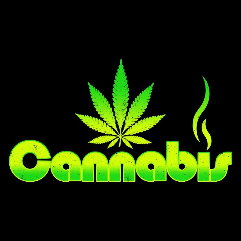 Vibrant Cannabis Leaf Emblem on Green Gradient