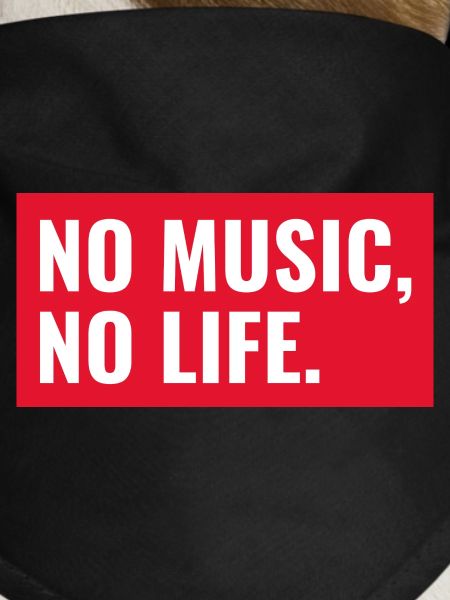 Music statement on red background