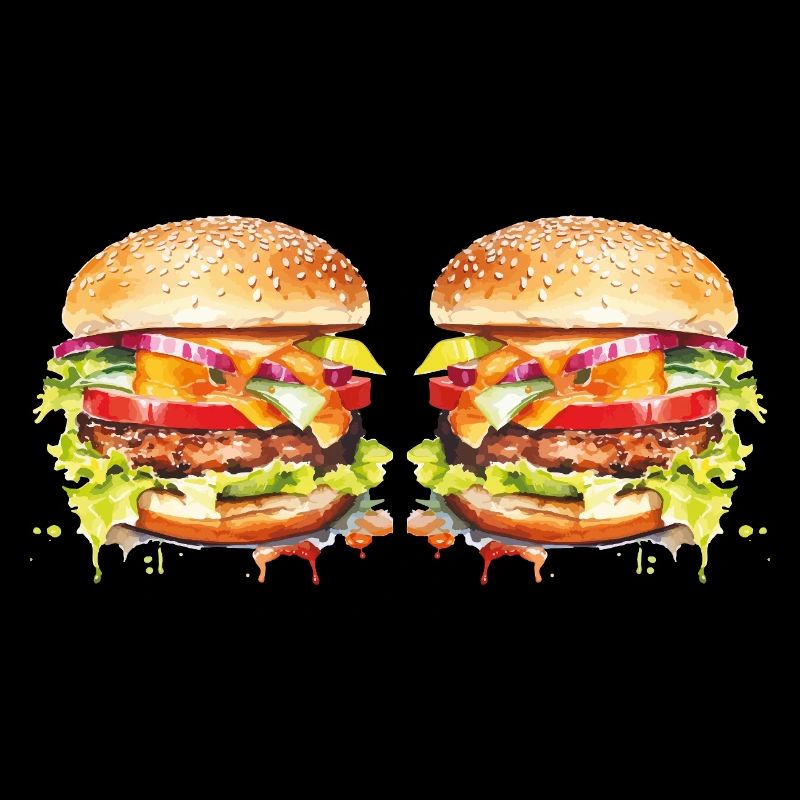 Burger Watercolor Explosion