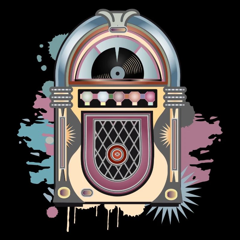 Jukebox im Graffiti Retro Look in Vintage Farben