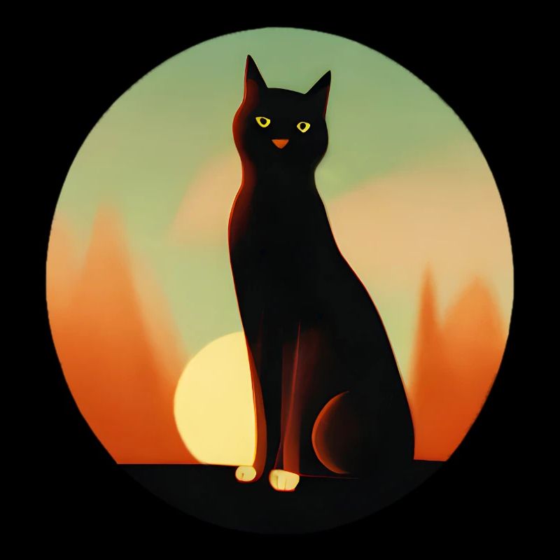 Silhouette élégante d’été coucher de soleil chat