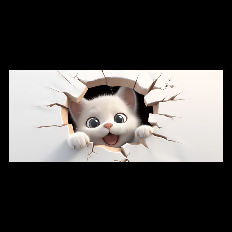 Petit chat 3D dans un trou