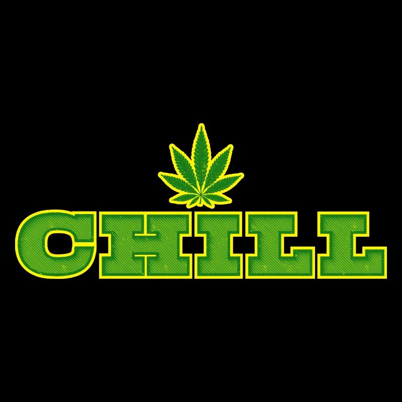 Feuille de cannabis et conception de la typographie Chill