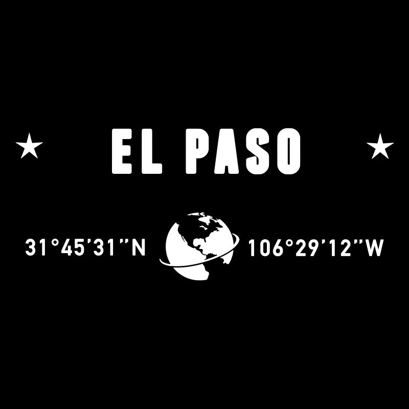 El Paso Texas Coordinates Planet Earth White